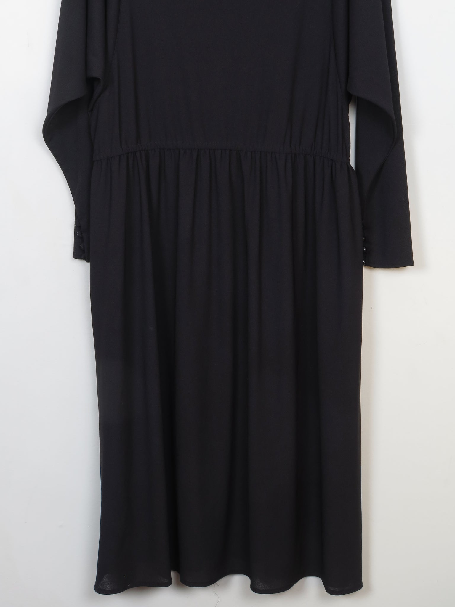 Vintage Black Midi 1970s Dress M/L