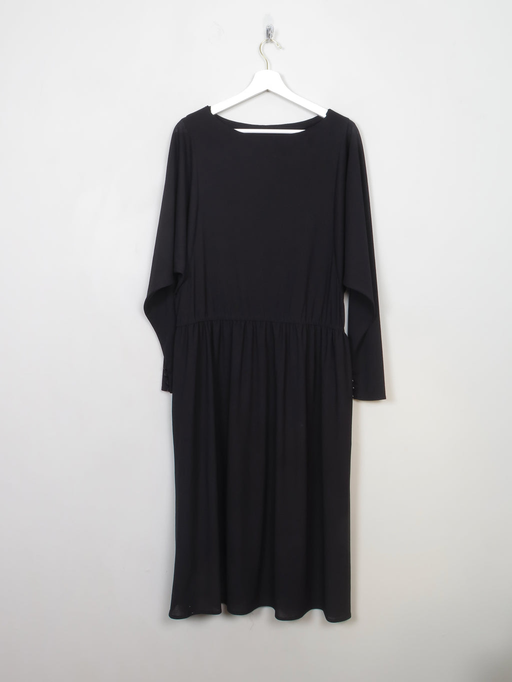 Vintage Black Midi 1970s Dress M/L