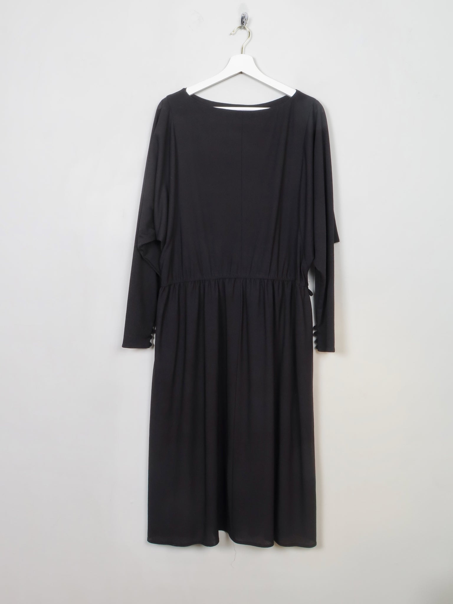 Vintage Black Midi 1970s Dress M/L