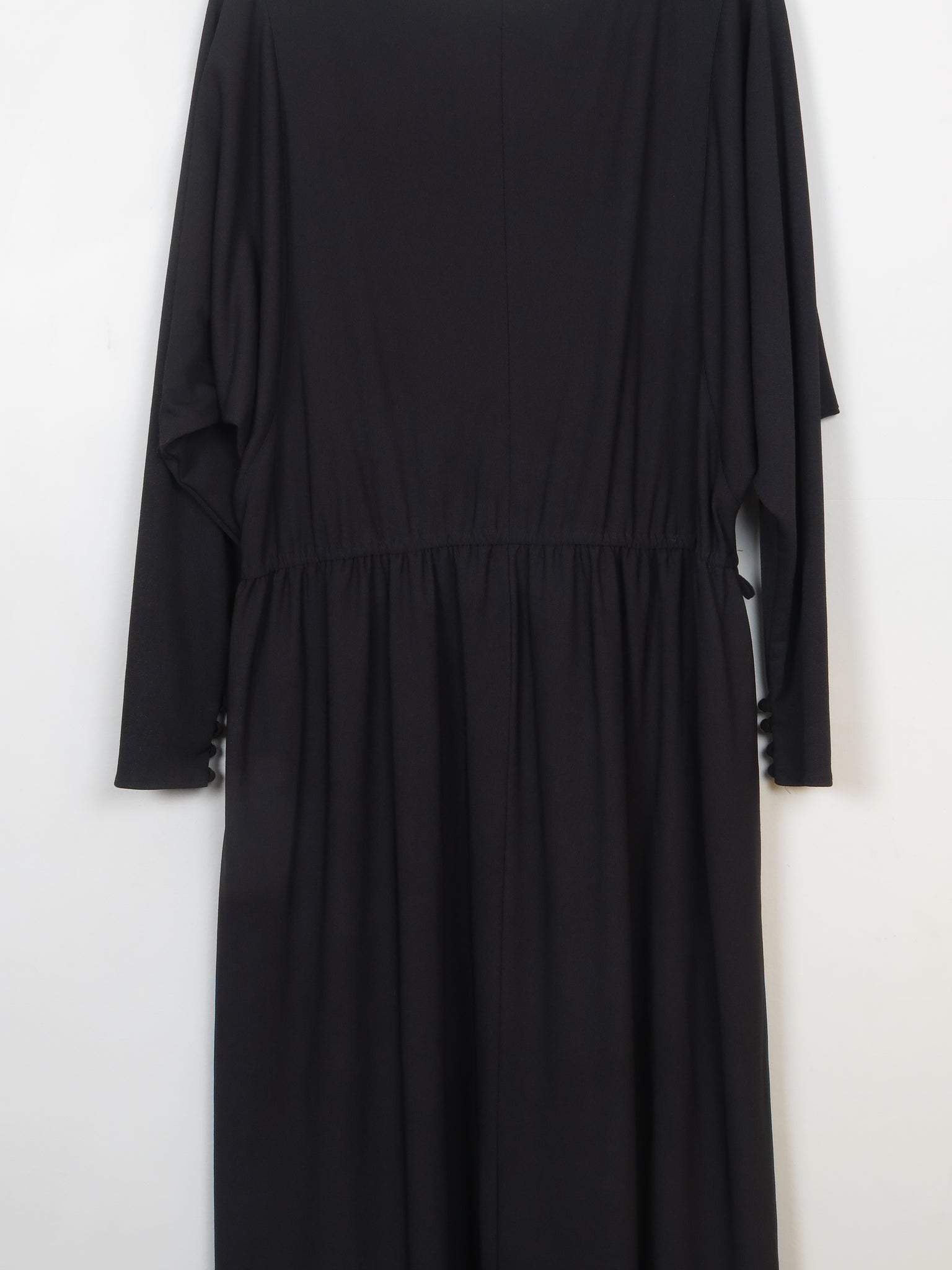 Vintage Black Midi 1970s Dress M/L