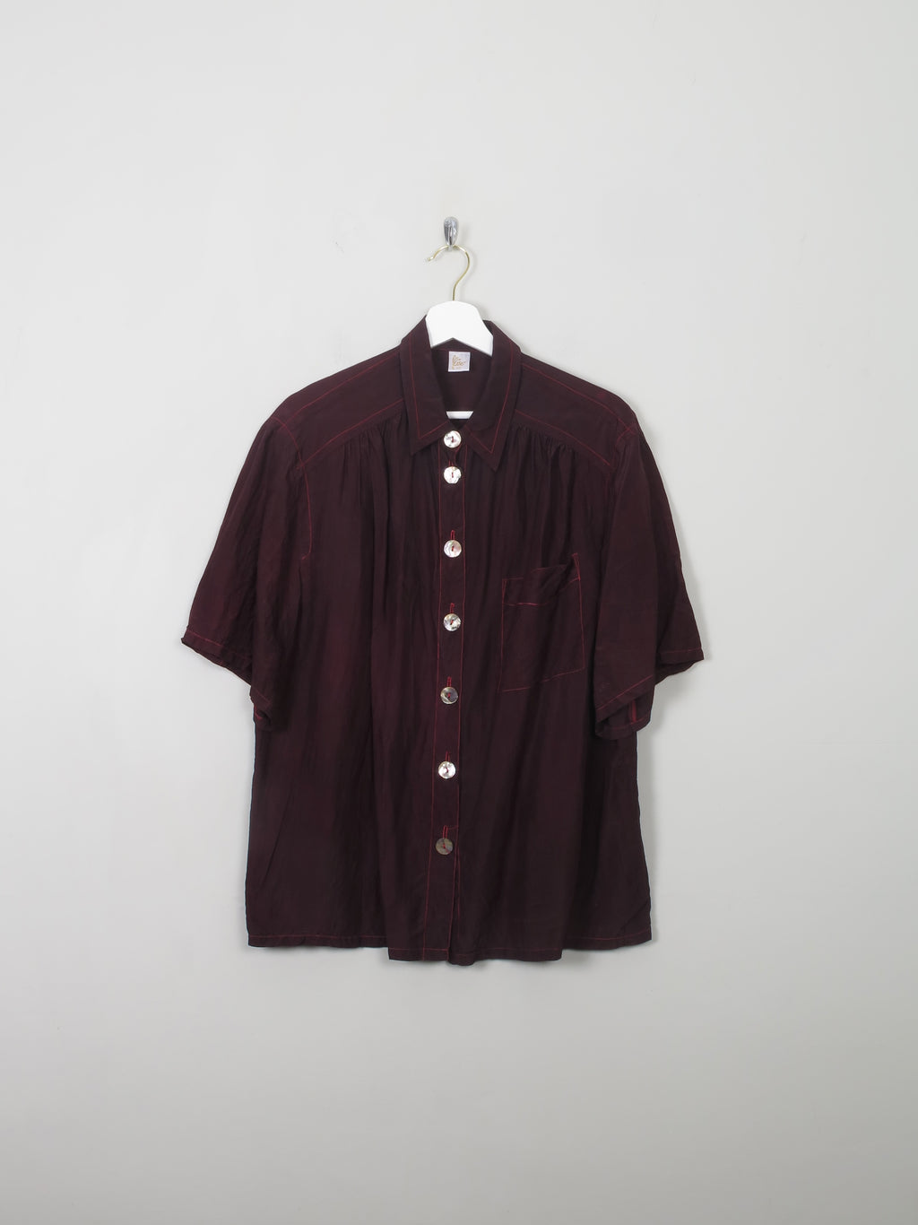 Women's Vintage Burgundy Silk Blouse M/L - The Harlequin