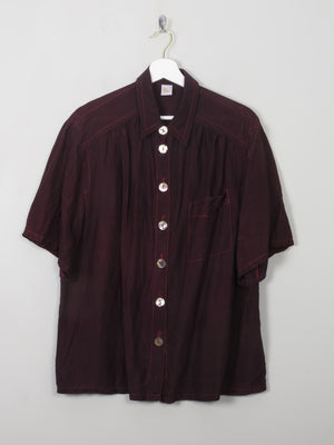 Women's Vintage Burgundy Silk Blouse M/L - The Harlequin