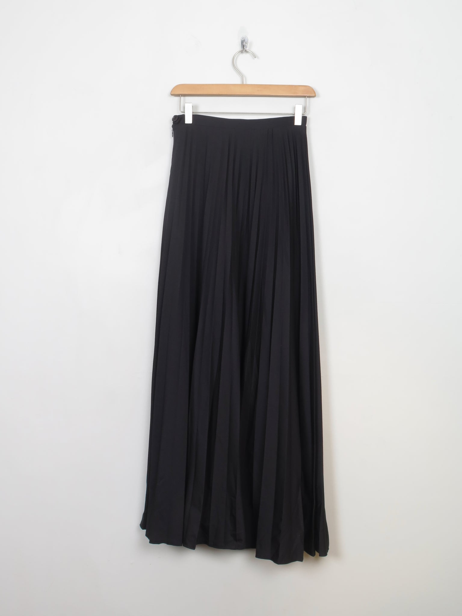 Vintage Black Long Pleated Skirt XS 25" W