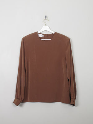 Vintage Caramel Brown Blouse M - The Harlequin