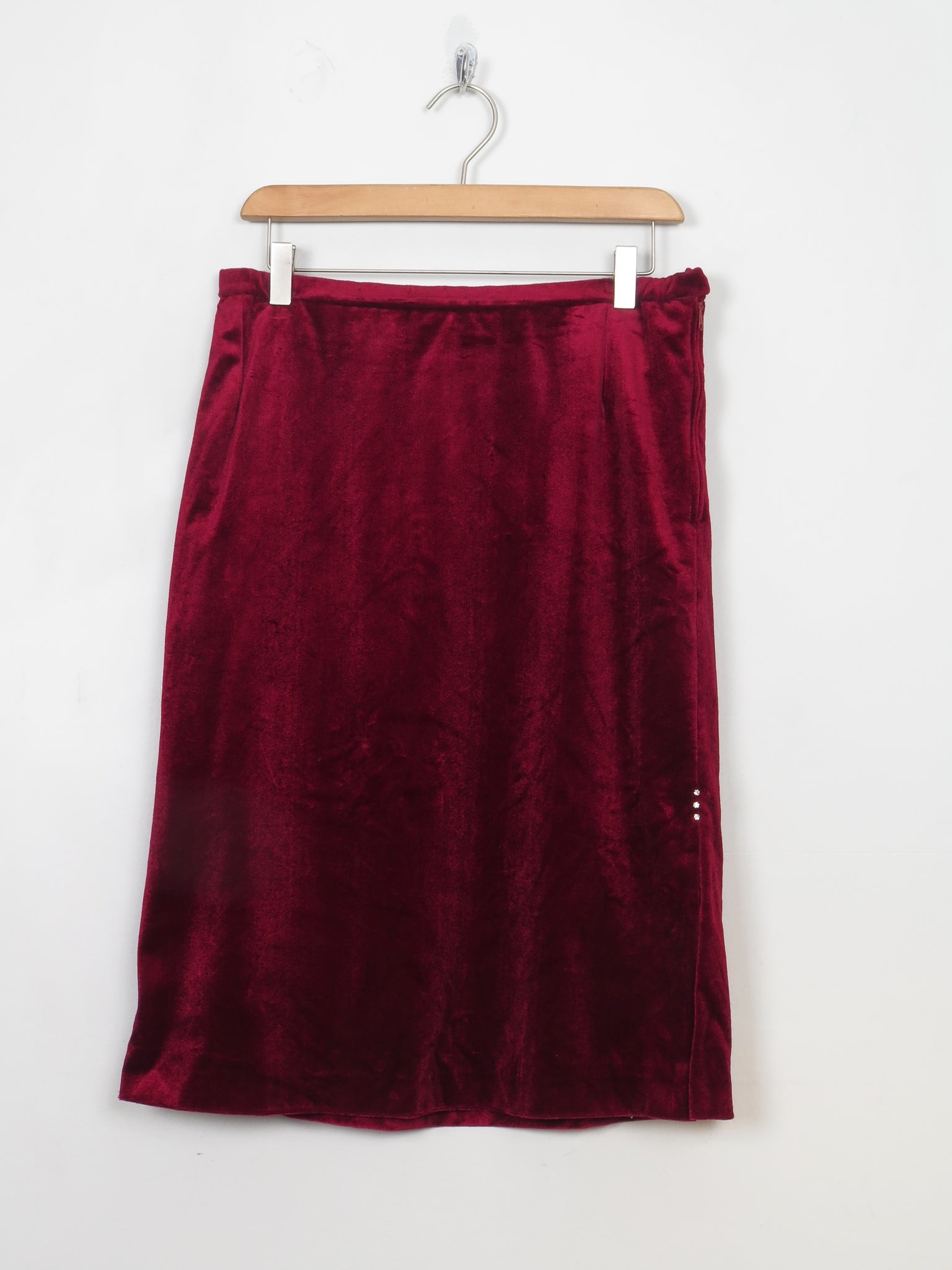 Vintage Dark Red Velvet Skirt S/M