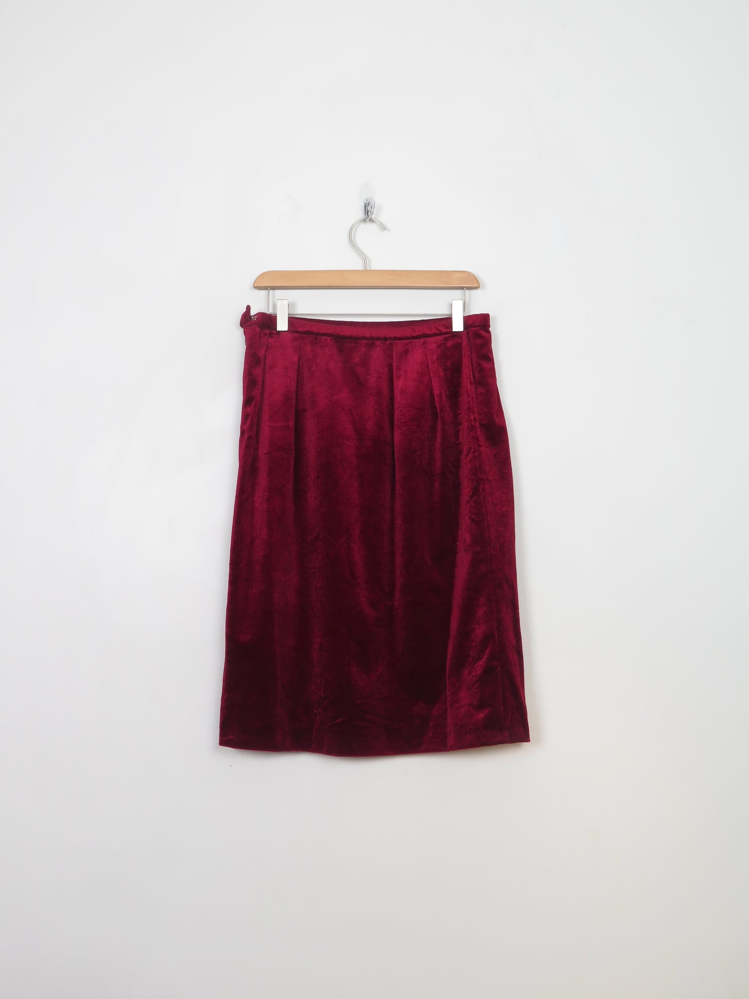 Vintage Dark Red Velvet Skirt S/M