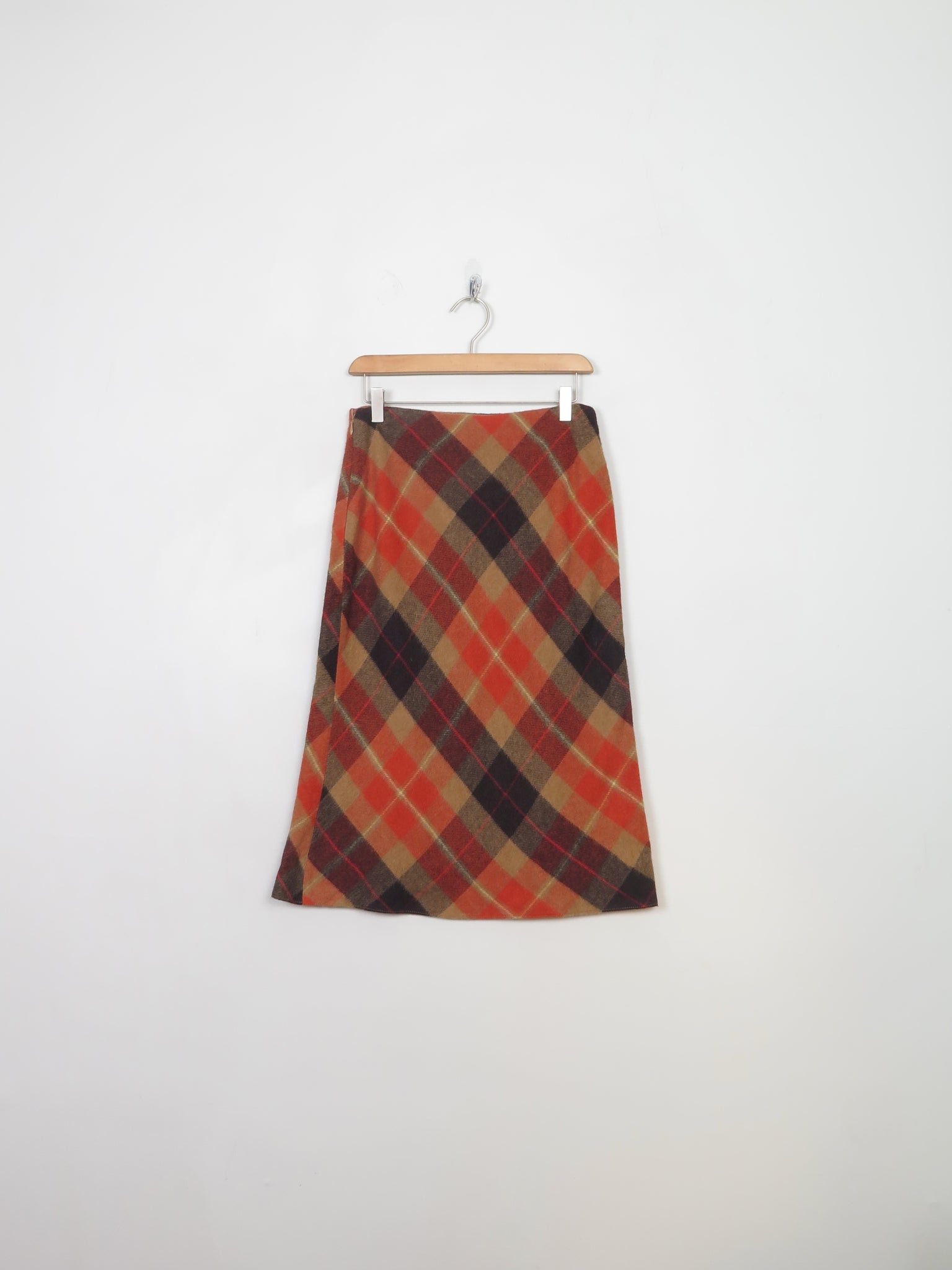 Vintage Bias Cut Tartan Skirt S / 28" W