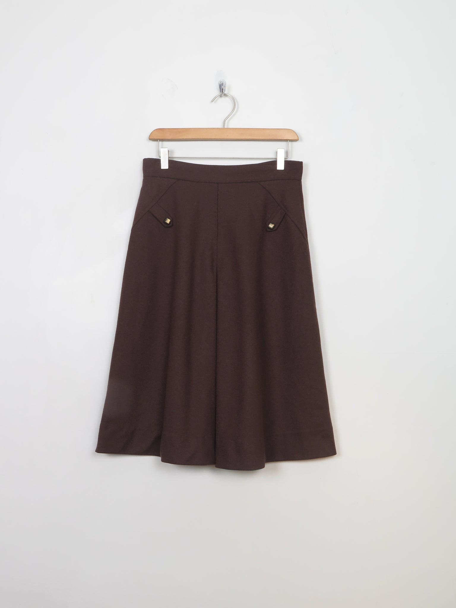 Vintage Brown Wool Skirt 28" W/ S