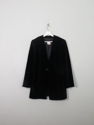 Women's Vintage Black Velvet Jacket M - The Harlequin