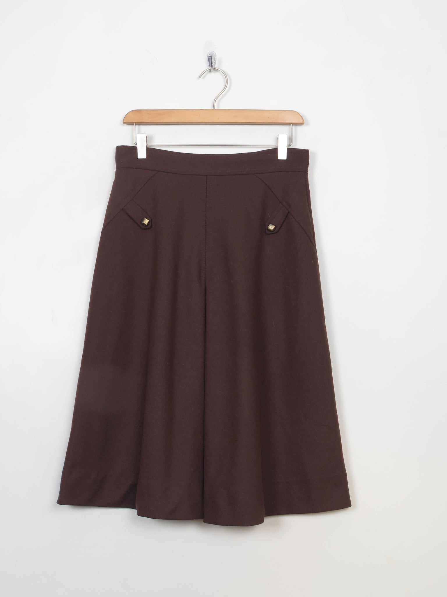 Vintage Brown Wool Skirt 28" W/ S