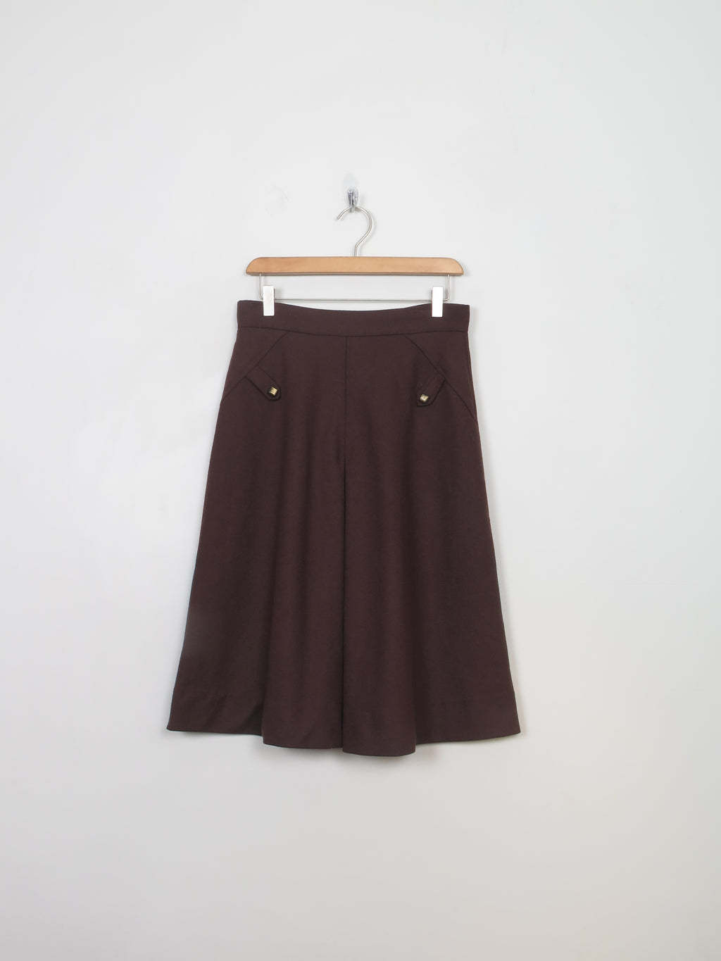 Vintage Brown Wool Skirt 28" W/ S