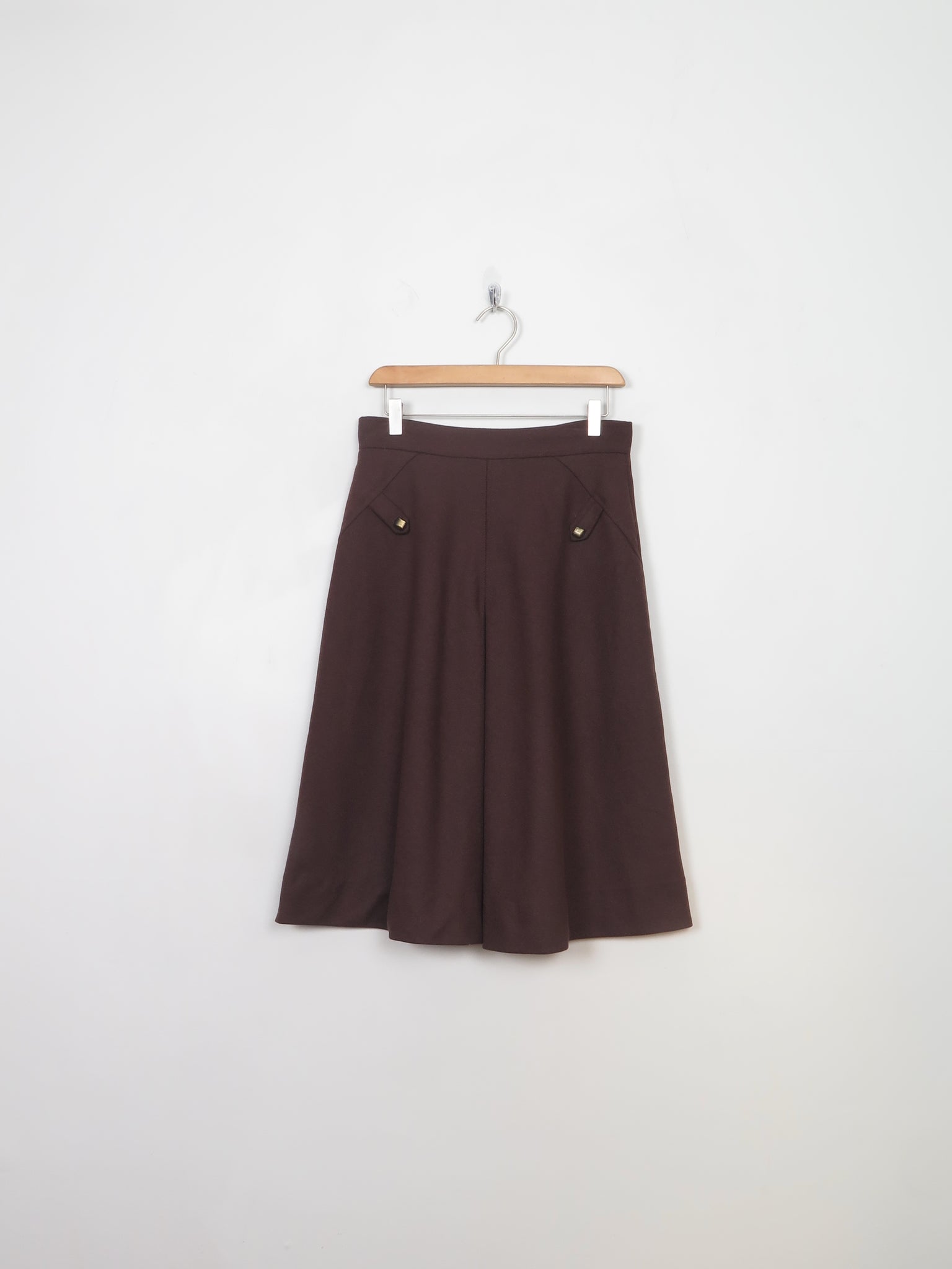 Vintage Brown Wool Skirt 28" W/ S