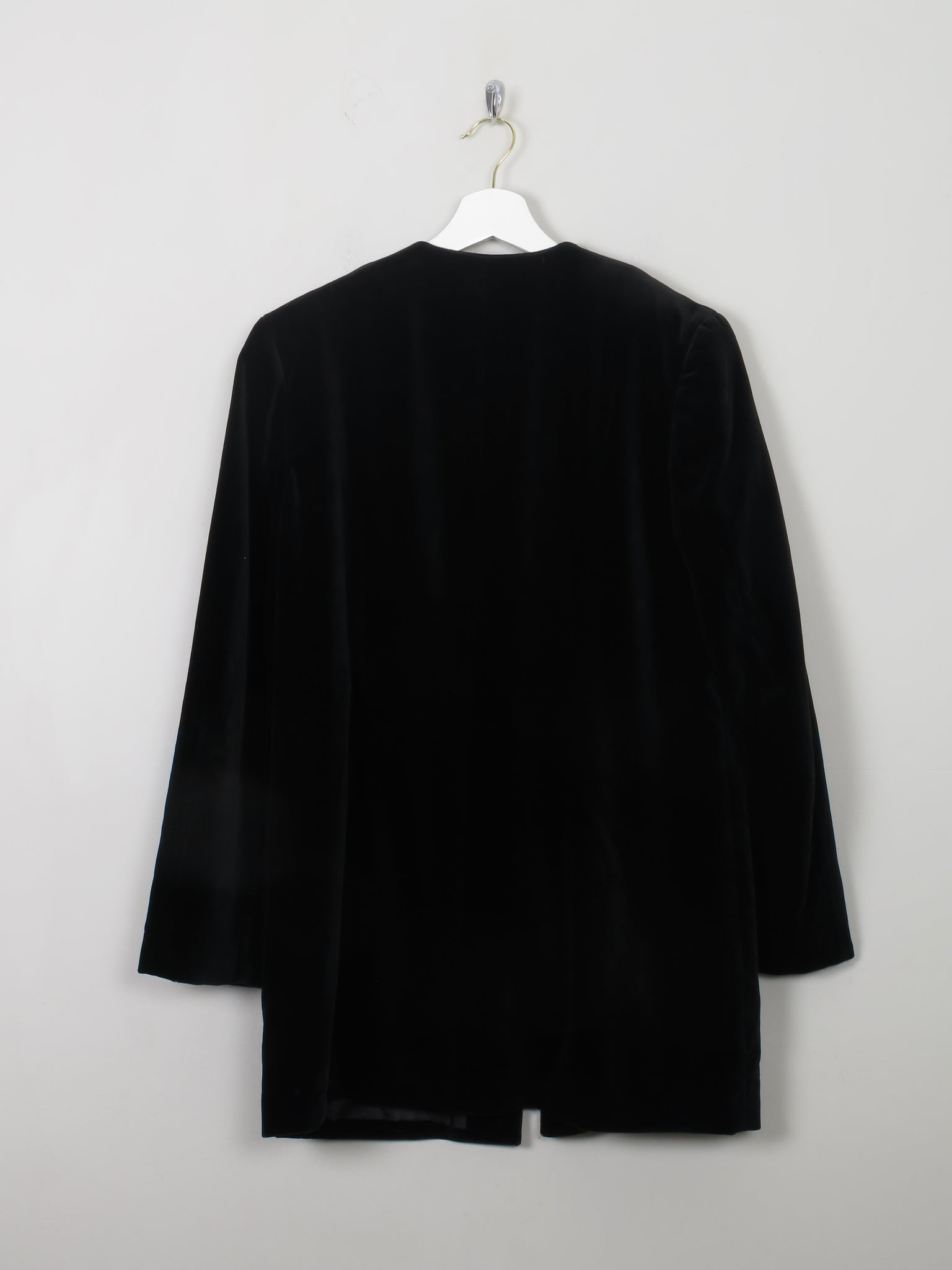 Women's Vintage Black Velvet Jacket M - The Harlequin