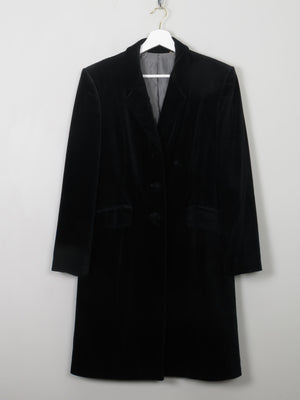 Women's Vintage Black Velvet Coat M - The Harlequin