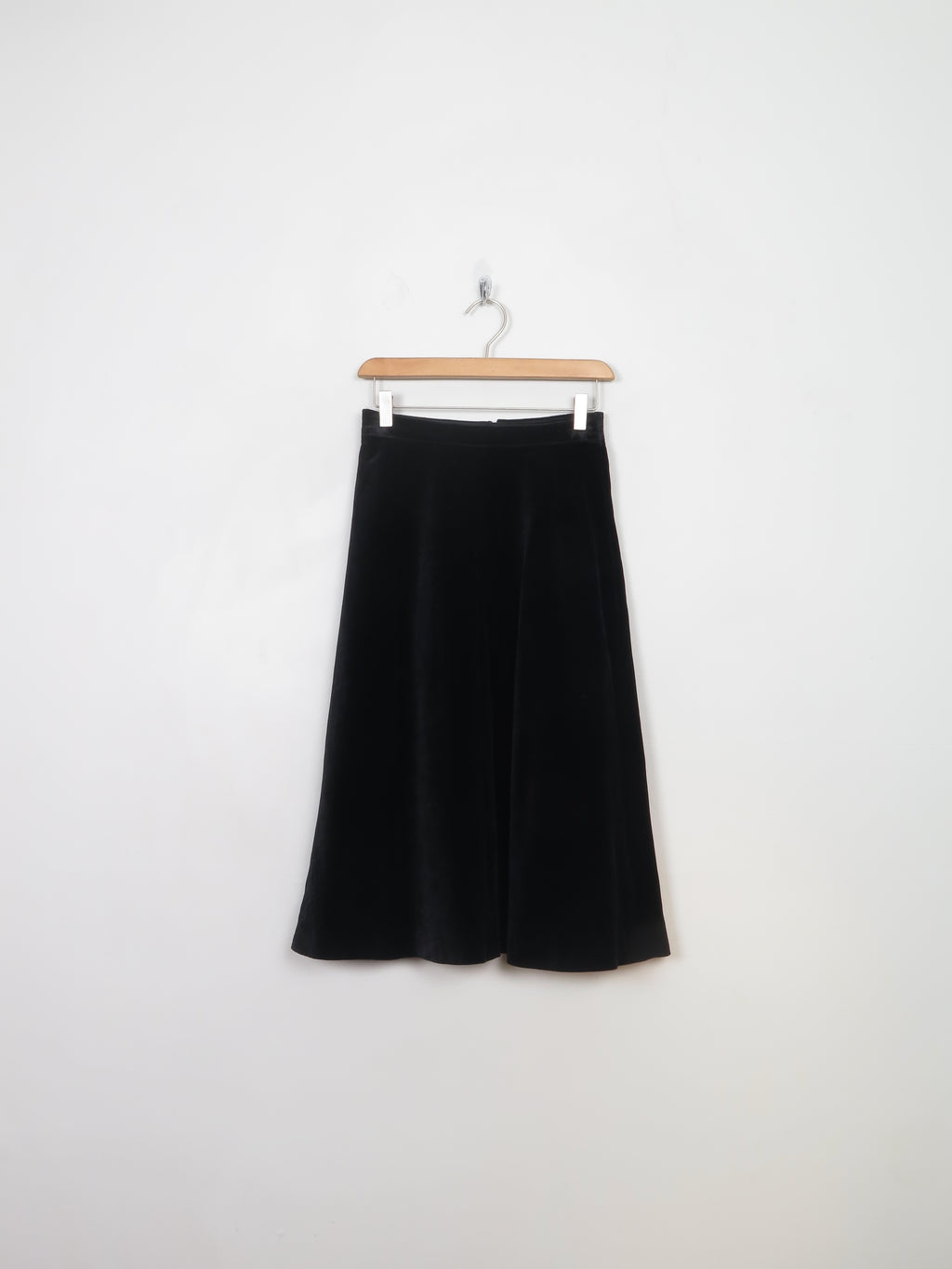 Vintage Black Velvet Knee Length Skirt 25"W