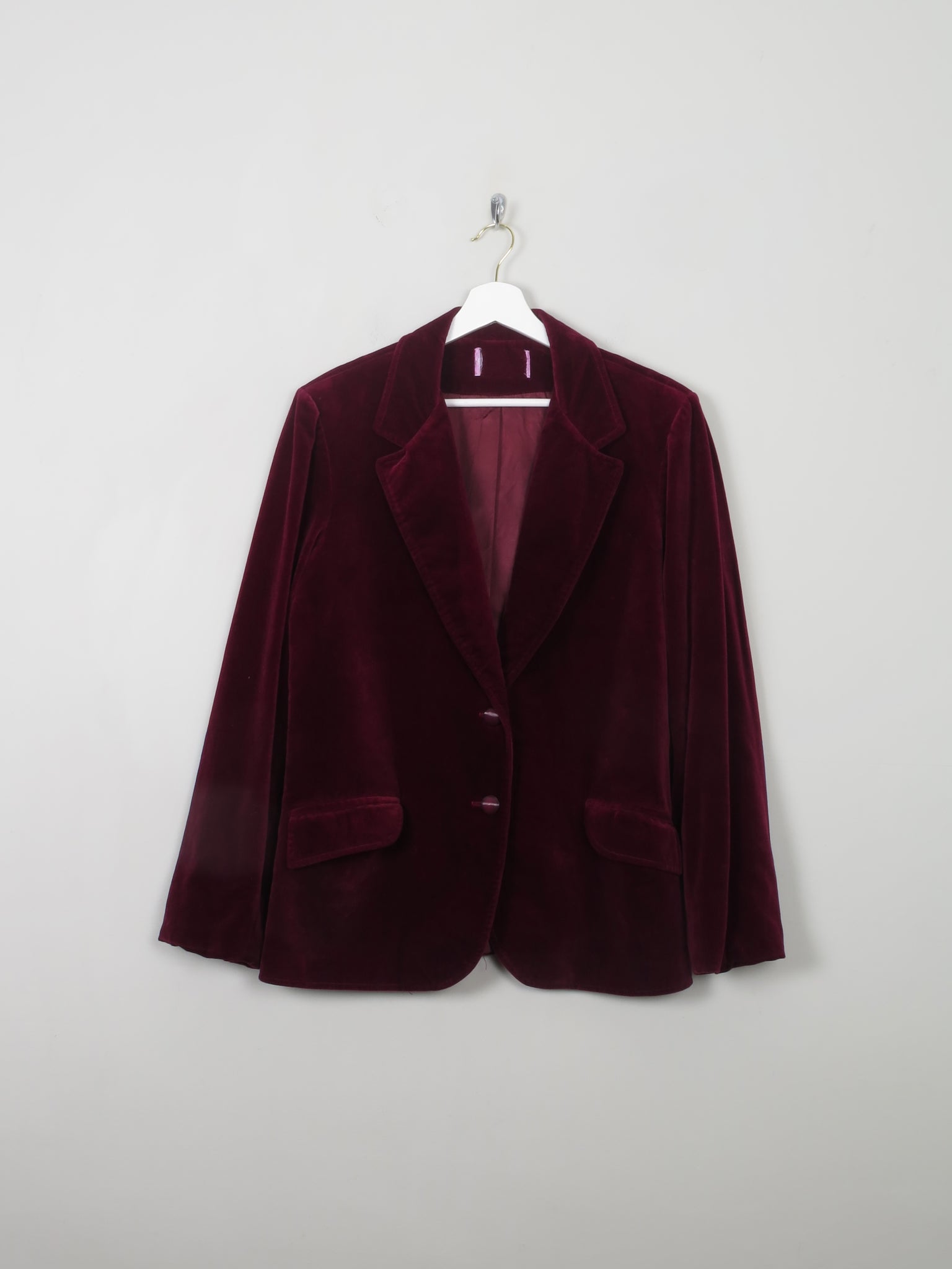 Women's Vintage Burgundy Velvet Jacket L - The Harlequin