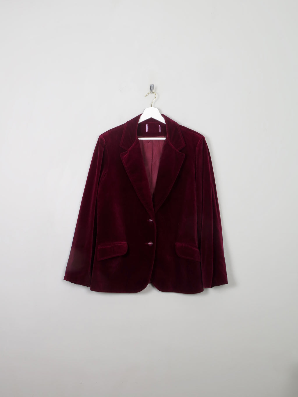 Women's Vintage Burgundy Velvet Jacket L - The Harlequin