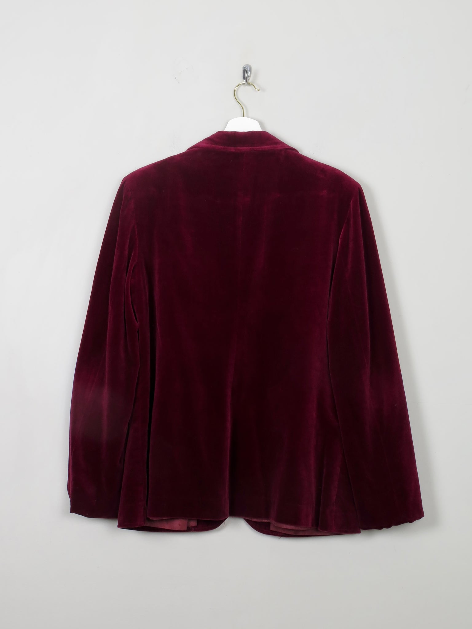 Women's Vintage Burgundy Velvet Jacket L - The Harlequin