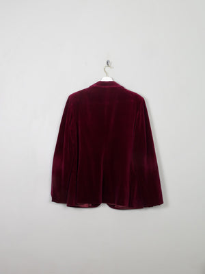 Women's Vintage Burgundy Velvet Jacket L - The Harlequin