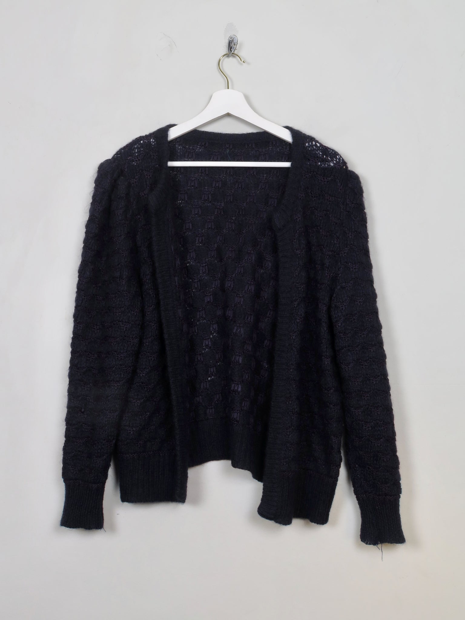 Women's Vintage Navy Wool Cardigan M/L
