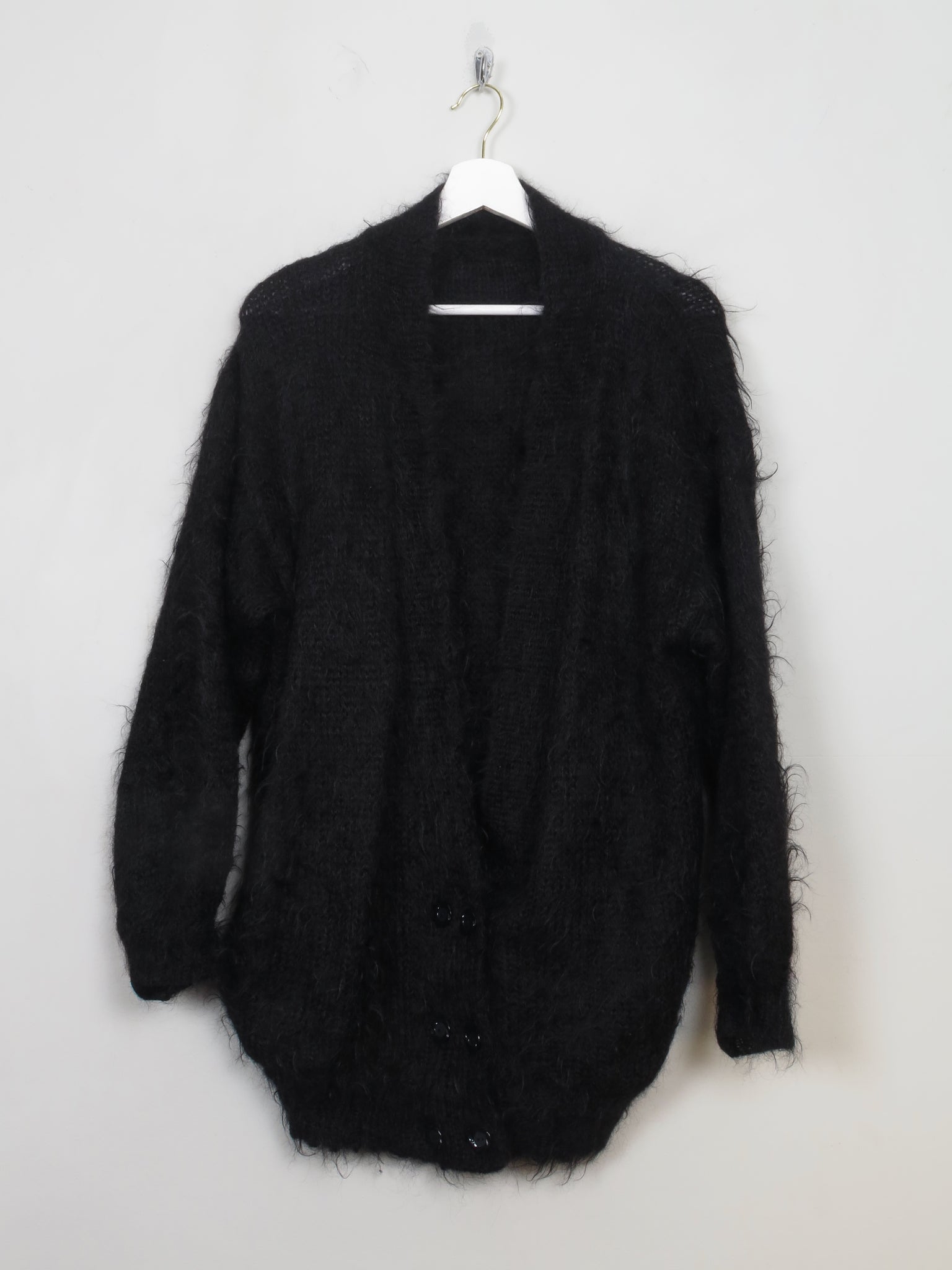 Women's Vintage Black Mohair Cardigan S-L