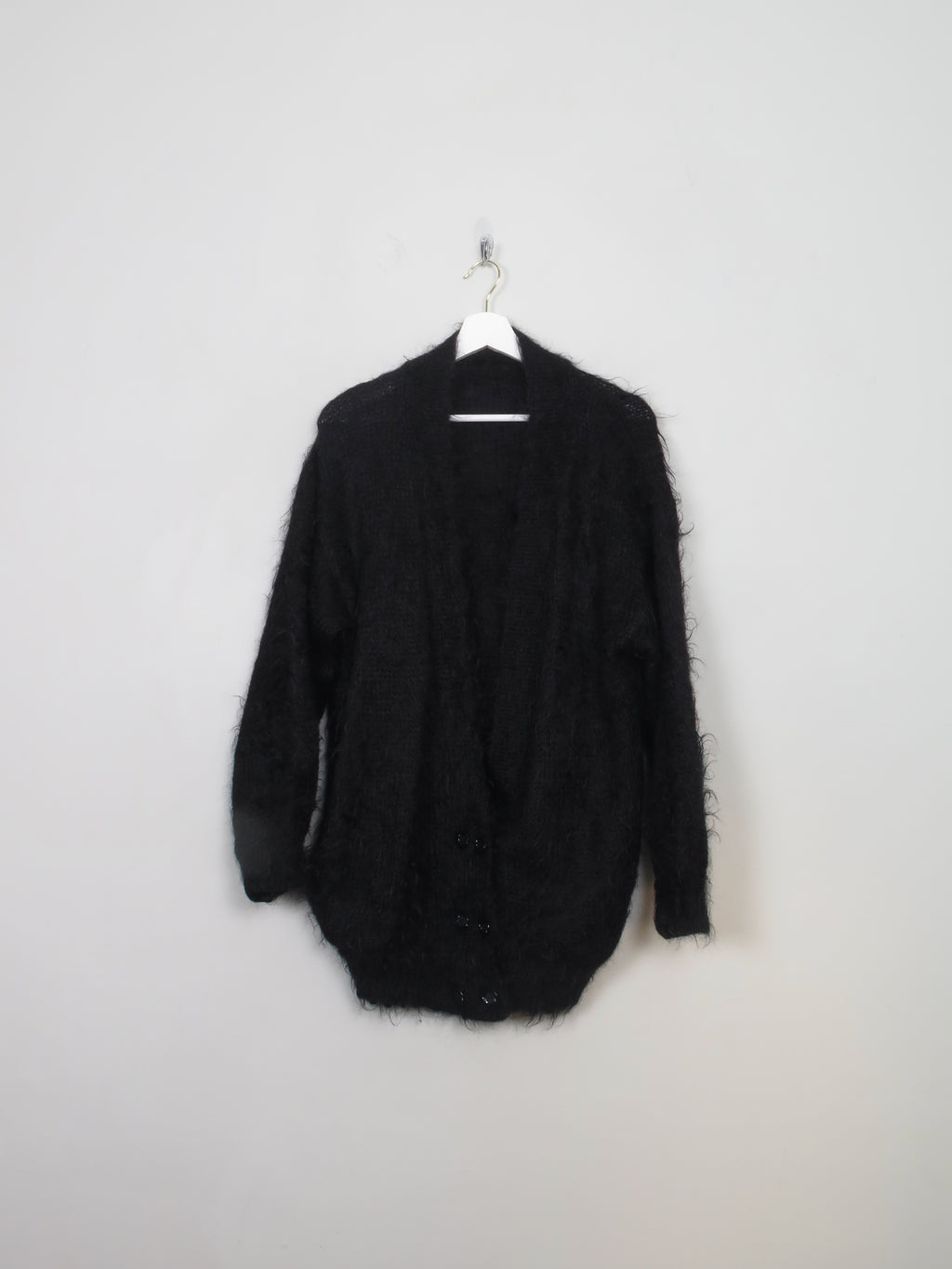 Women's Vintage Black Mohair Cardigan S-L