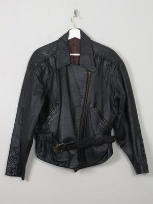 Women's Vintage Leather Biker Jacket M - The Harlequin