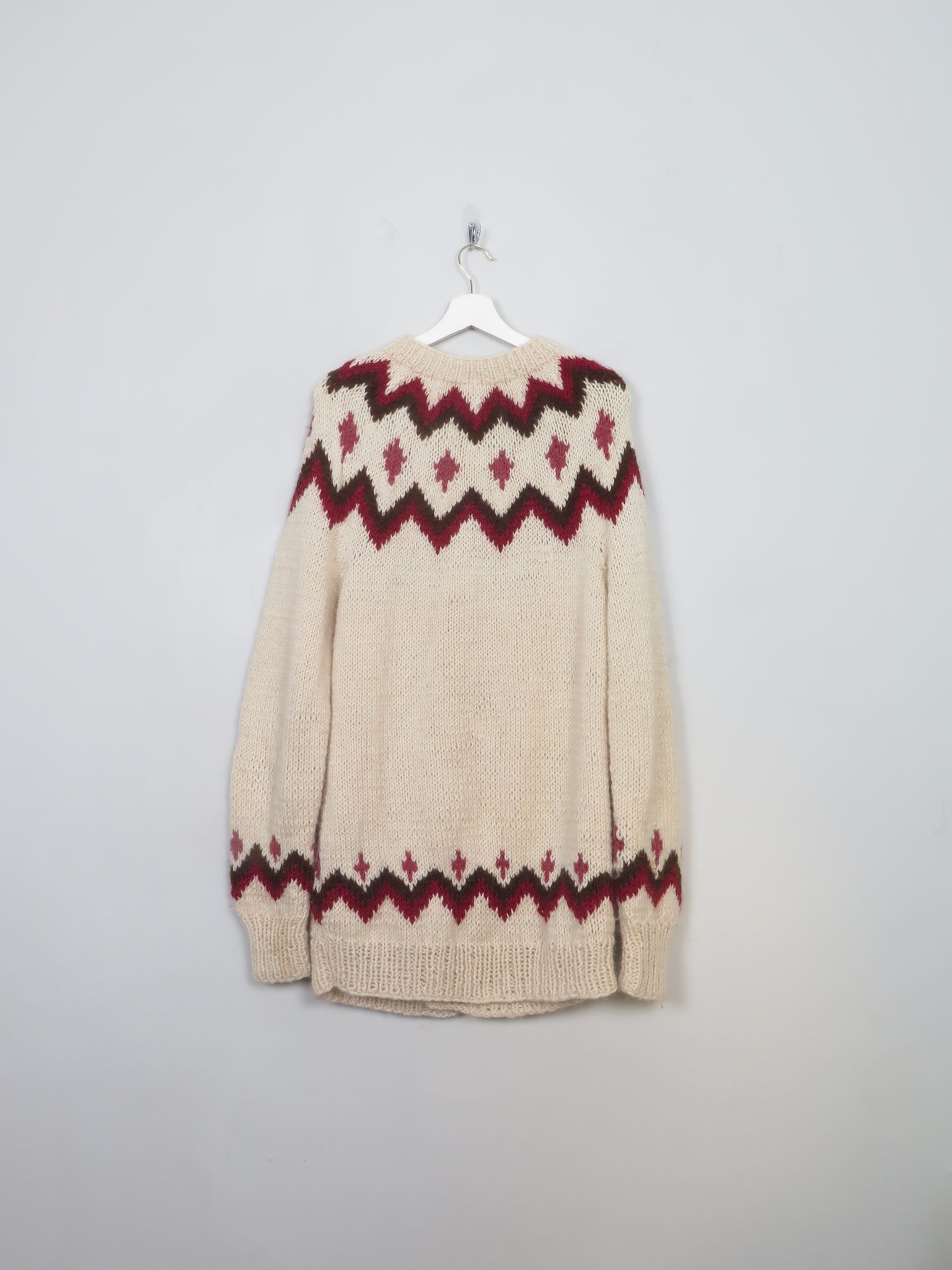 Men's Vintage Nordic Wool Hand-knit Cardigan XL