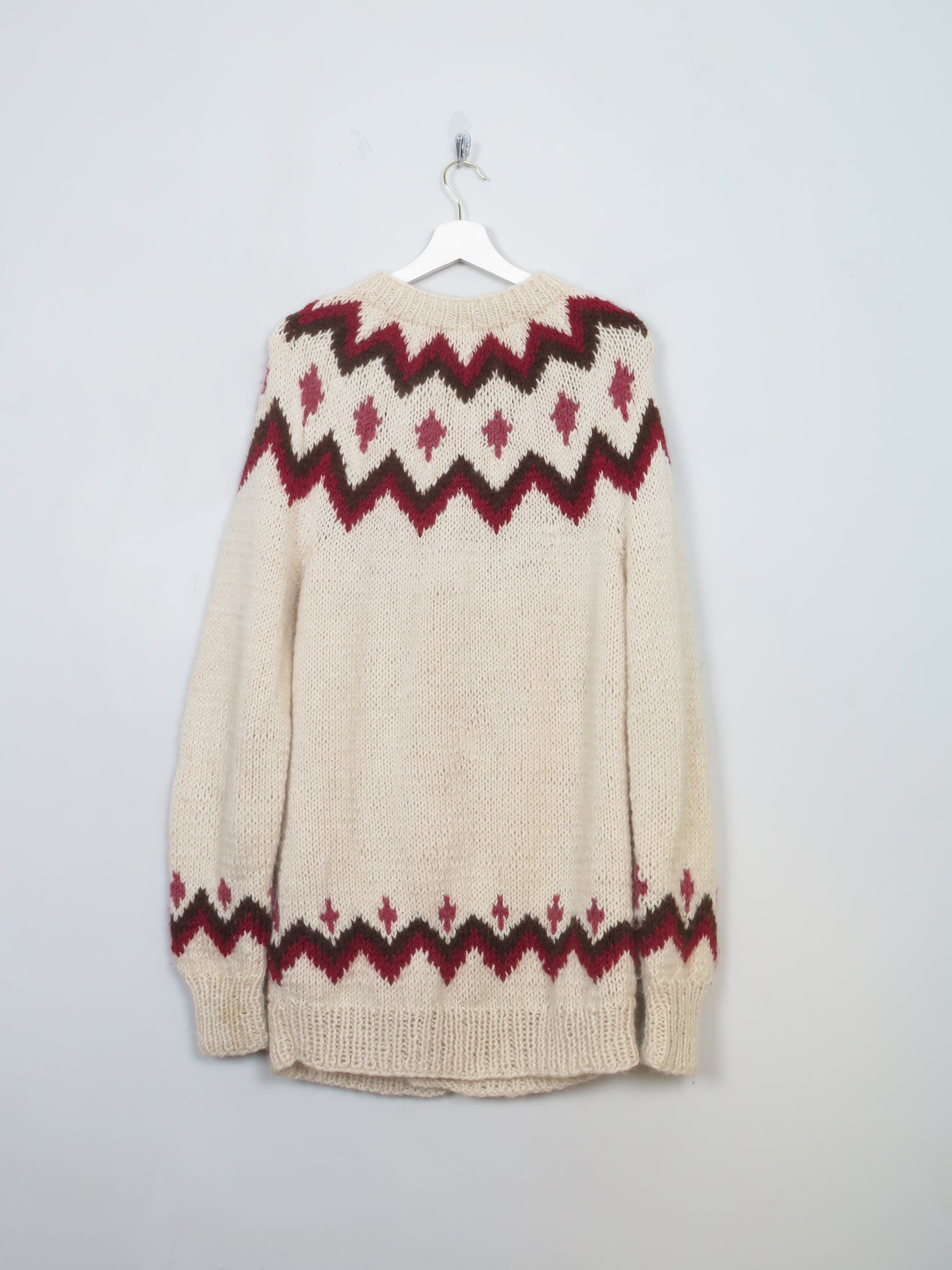 Men's Vintage Nordic Wool Hand-knit Cardigan XL