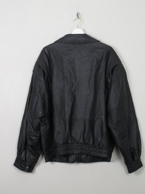 Men's Black Leather Bomber Jacket M/L - The Harlequin