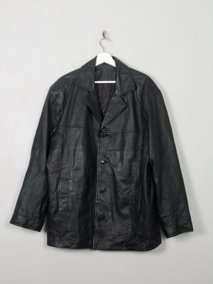 Men's Vintage Black Leather Jacket L - The Harlequin