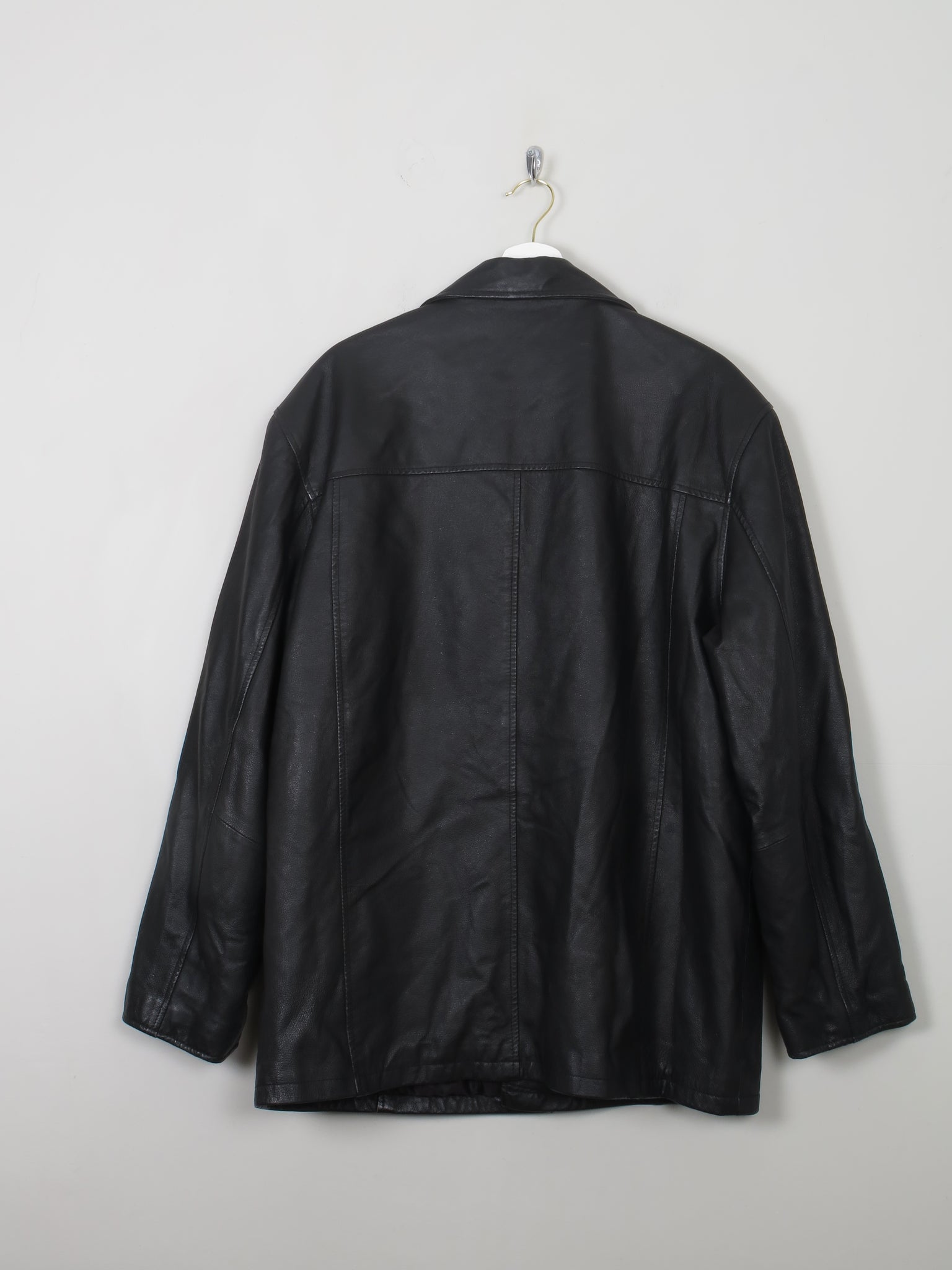 Men's Vintage Black Leather Jacket L - The Harlequin