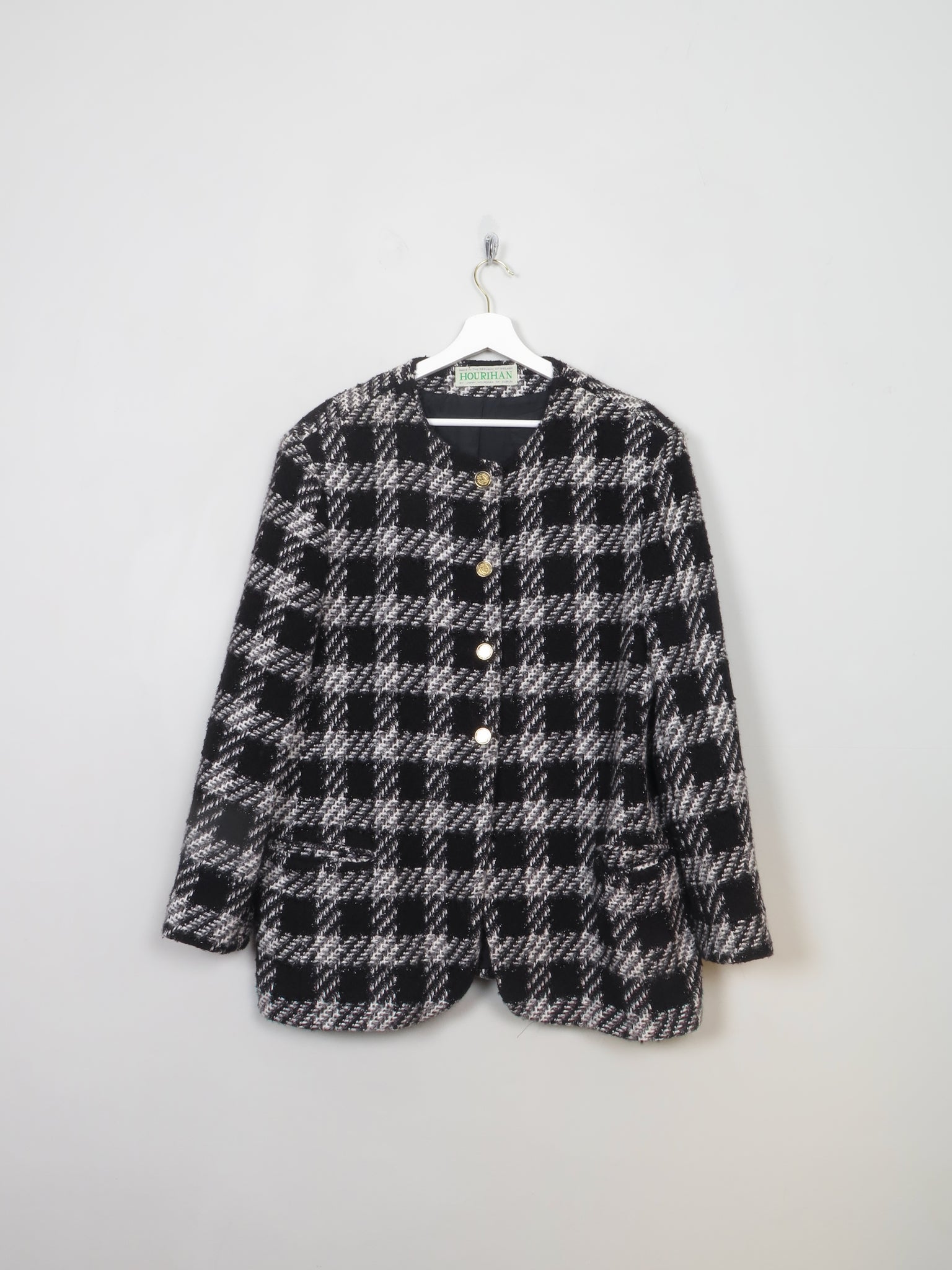 Women's Vintage Black & Grey Tweed Hourihan Jacket XL