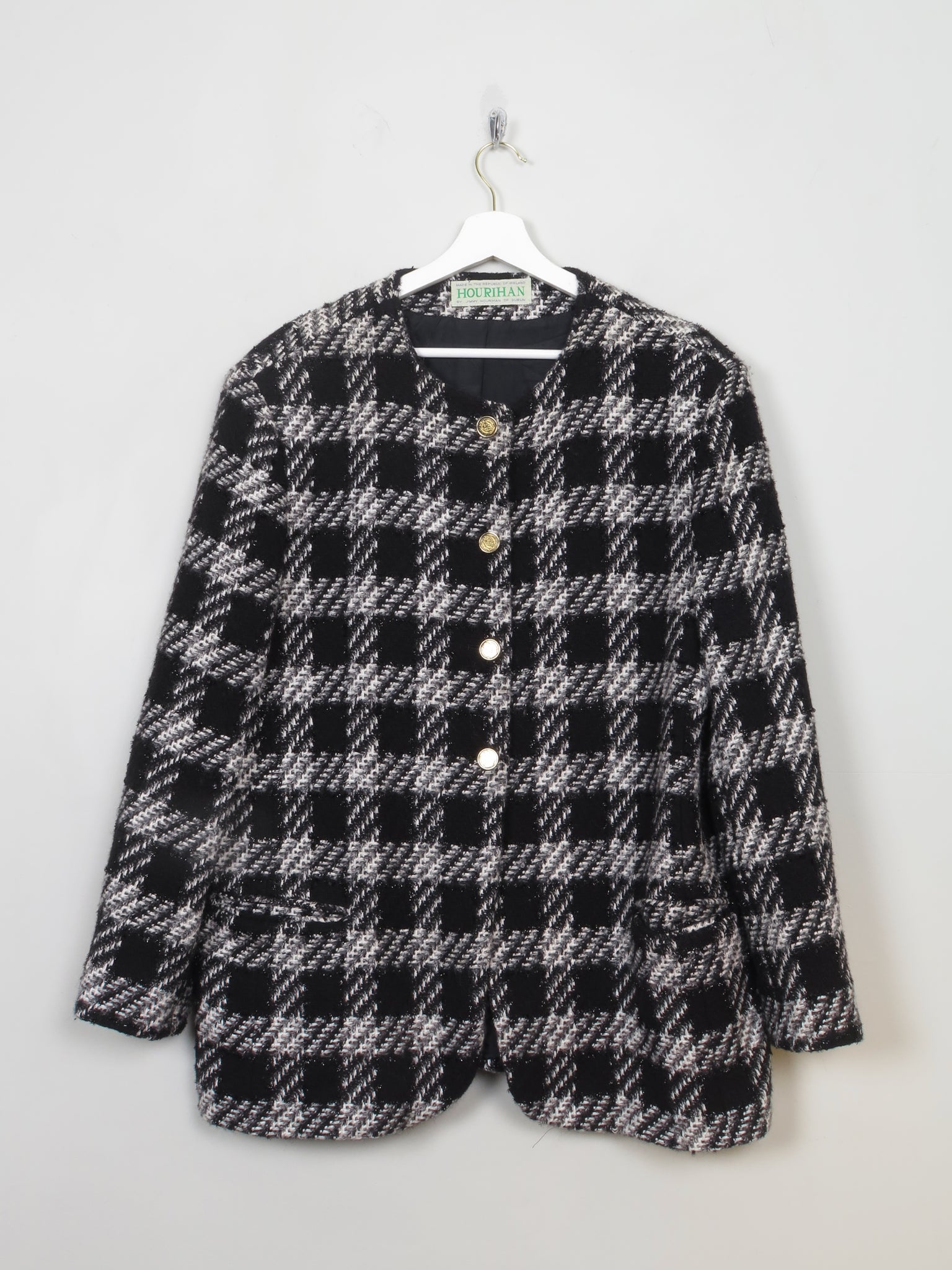 Women's Vintage Black & Grey Tweed Hourihan Jacket XL