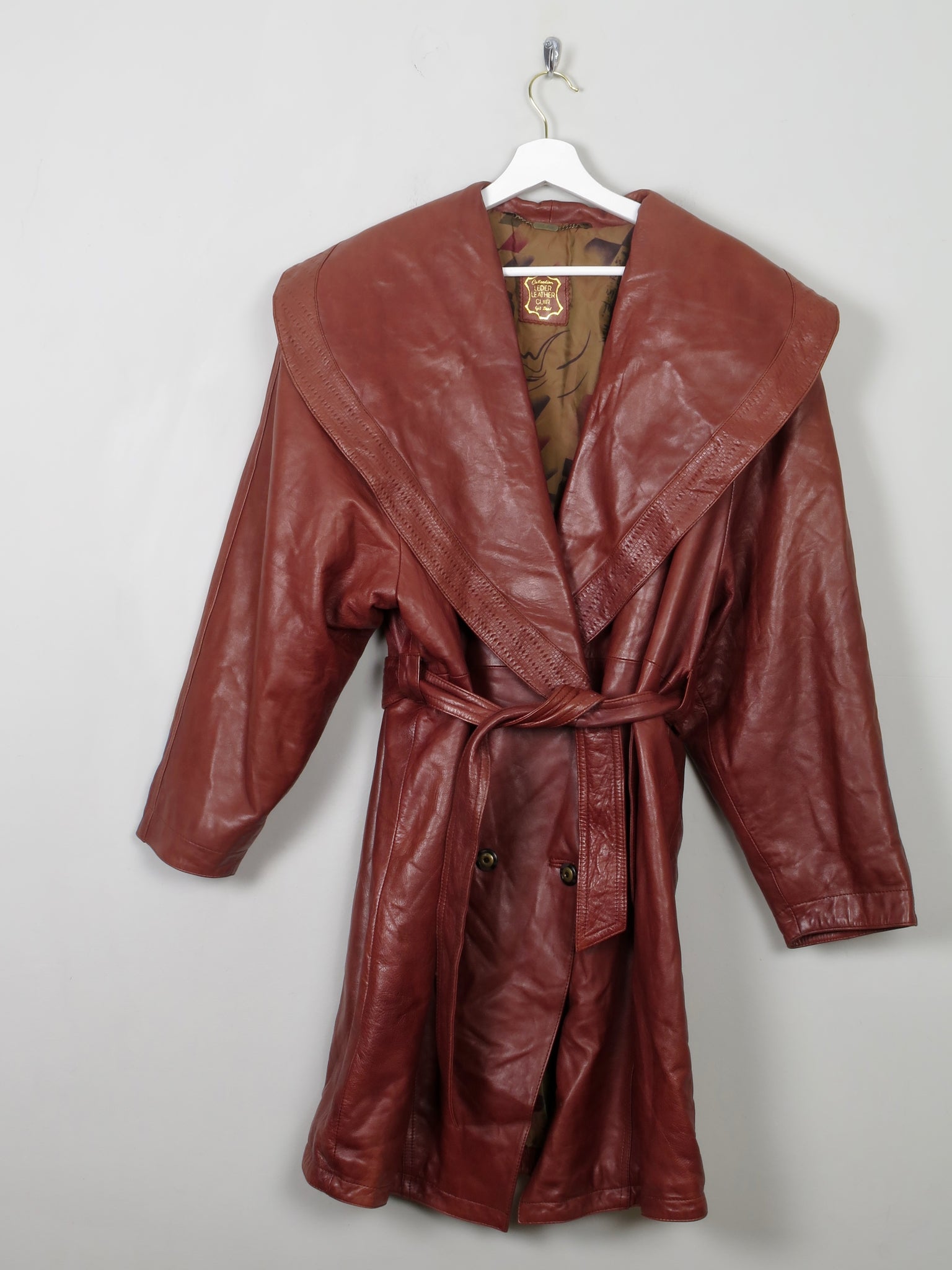 Women's Rust Brown Leather Coat M - The Harlequin