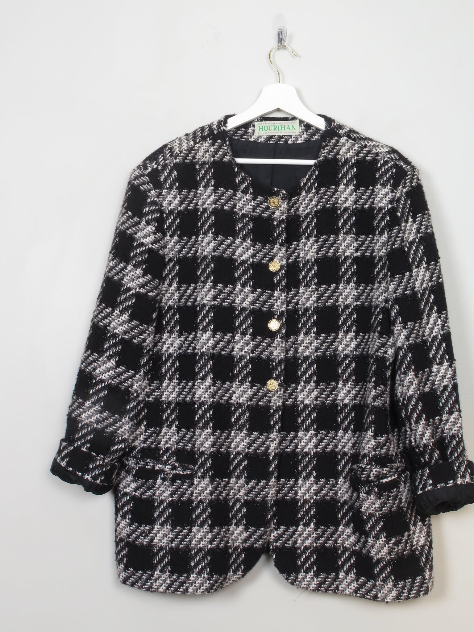 Women's Vintage Black & Grey Tweed Hourihan Jacket XL