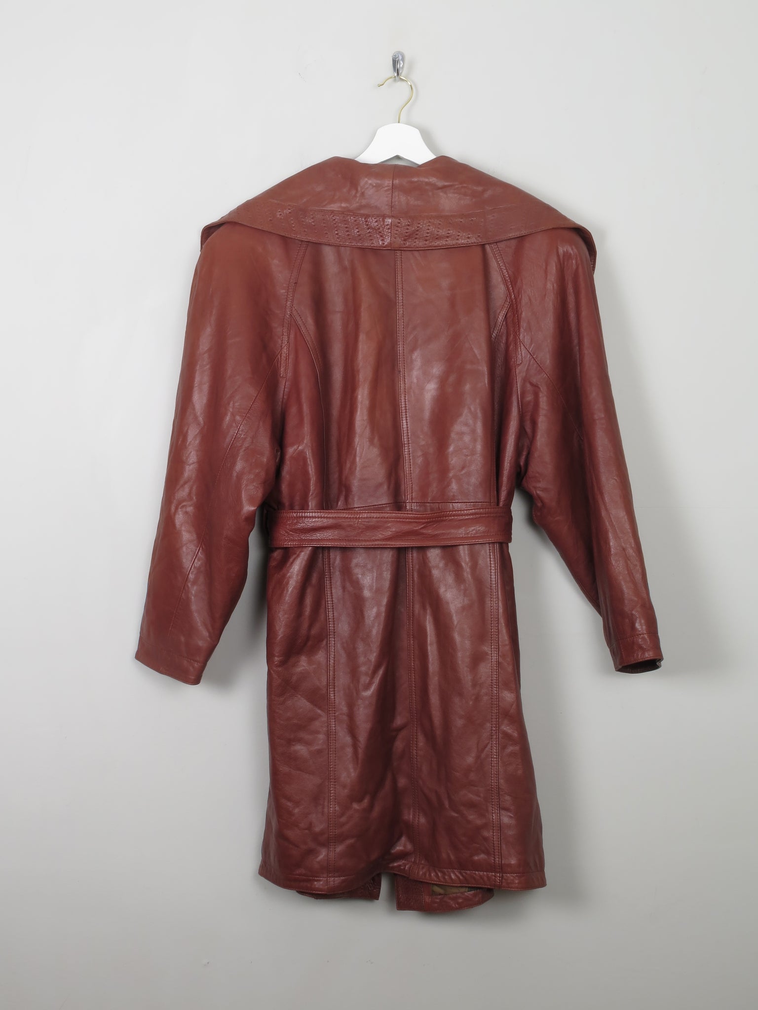 Women's Rust Brown Leather Coat M - The Harlequin