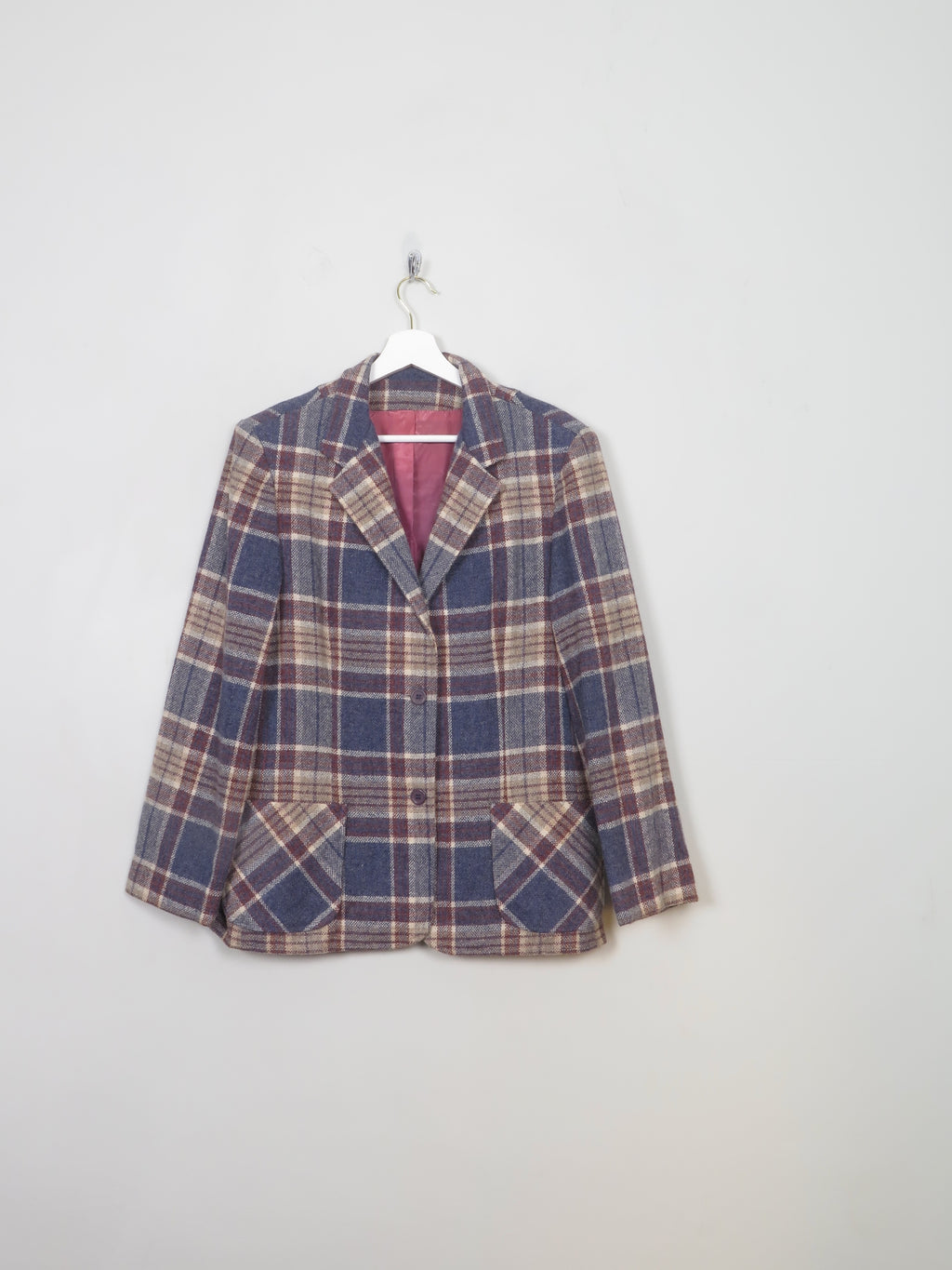 Women's Vintage Blue & Wine Tweed Jacket M