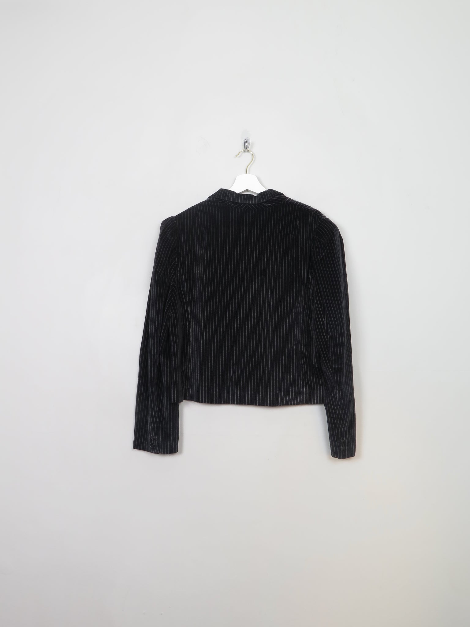 Women's Vintage Black Pinstriped  Velvet Jacket L