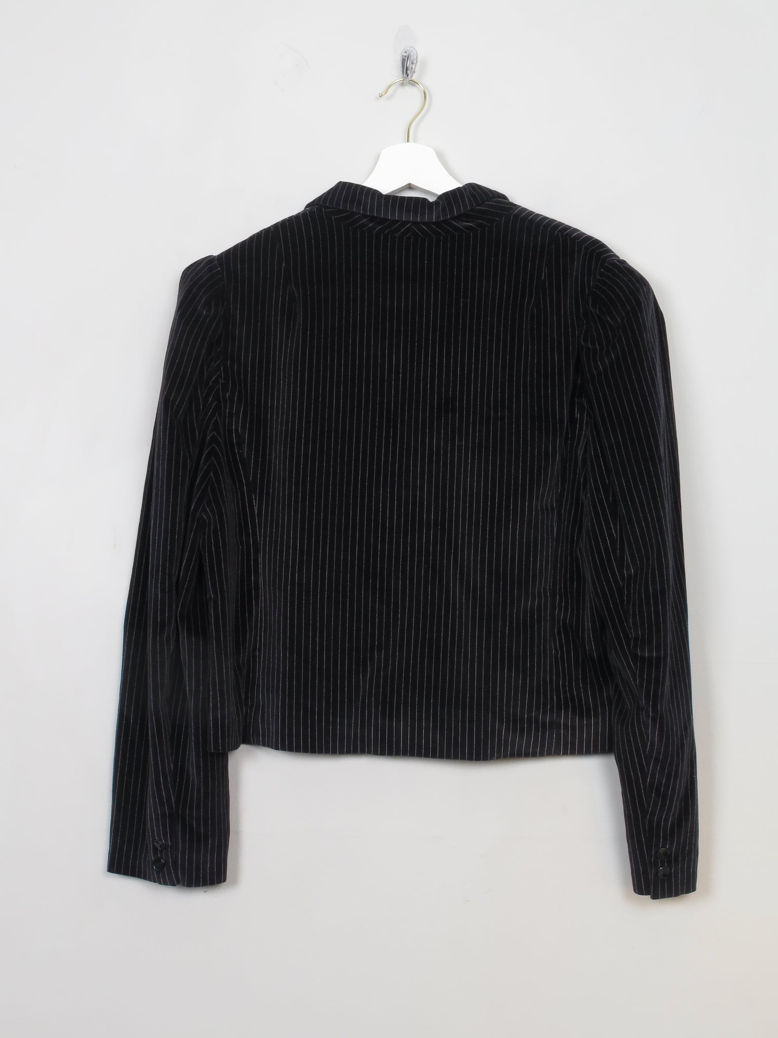 Women's Vintage Black Pinstriped  Velvet Jacket L