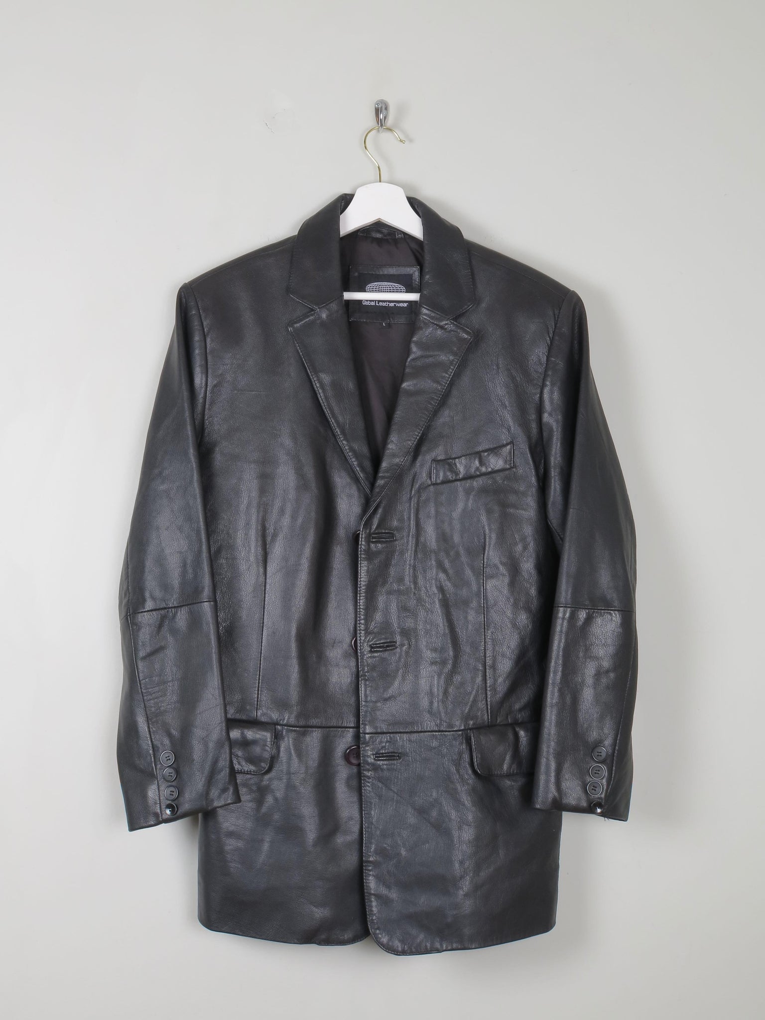 Men's Vintage Black Leather Jacket L
