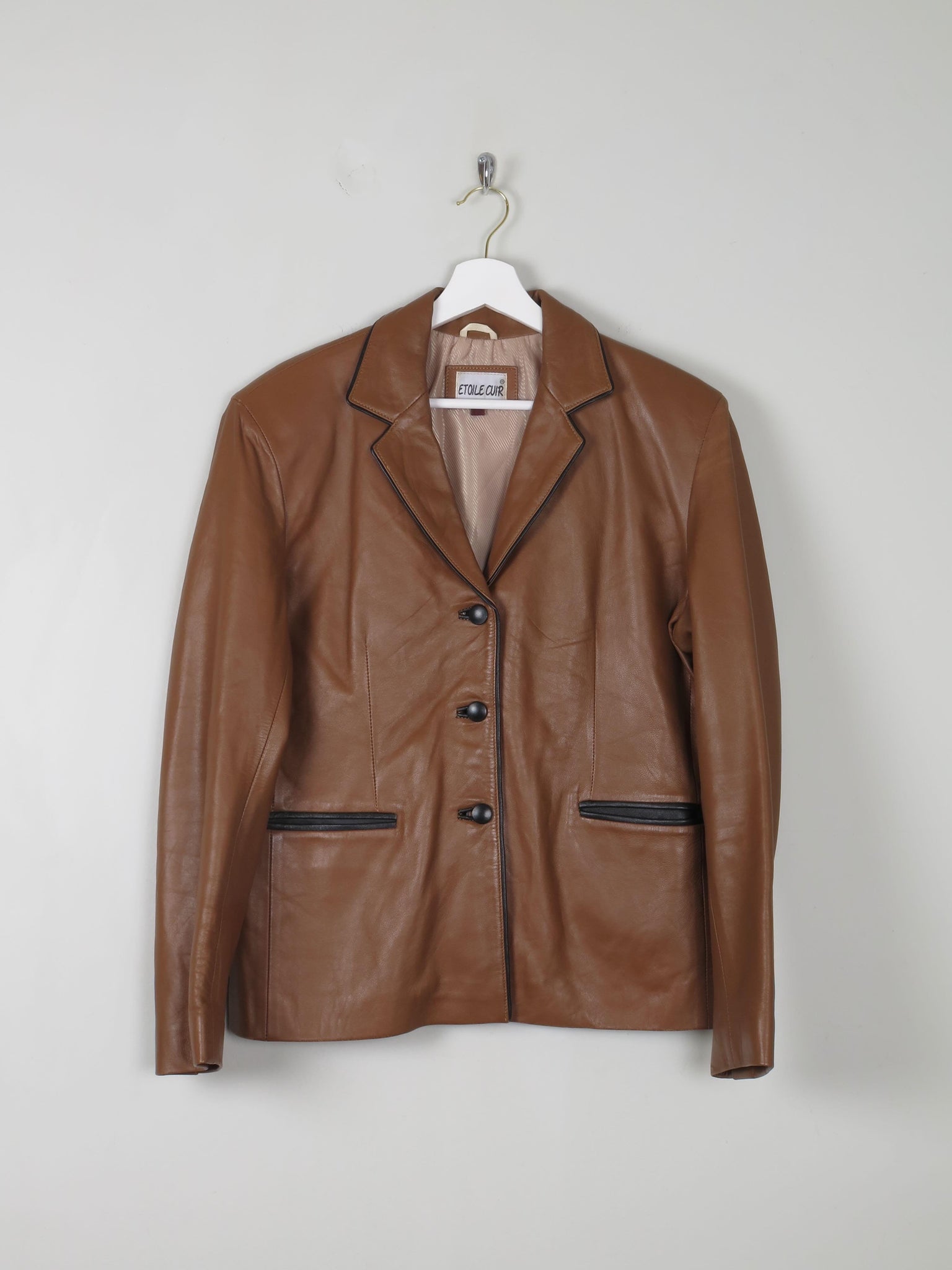 Women's Vintage Tan Leather Jacket L