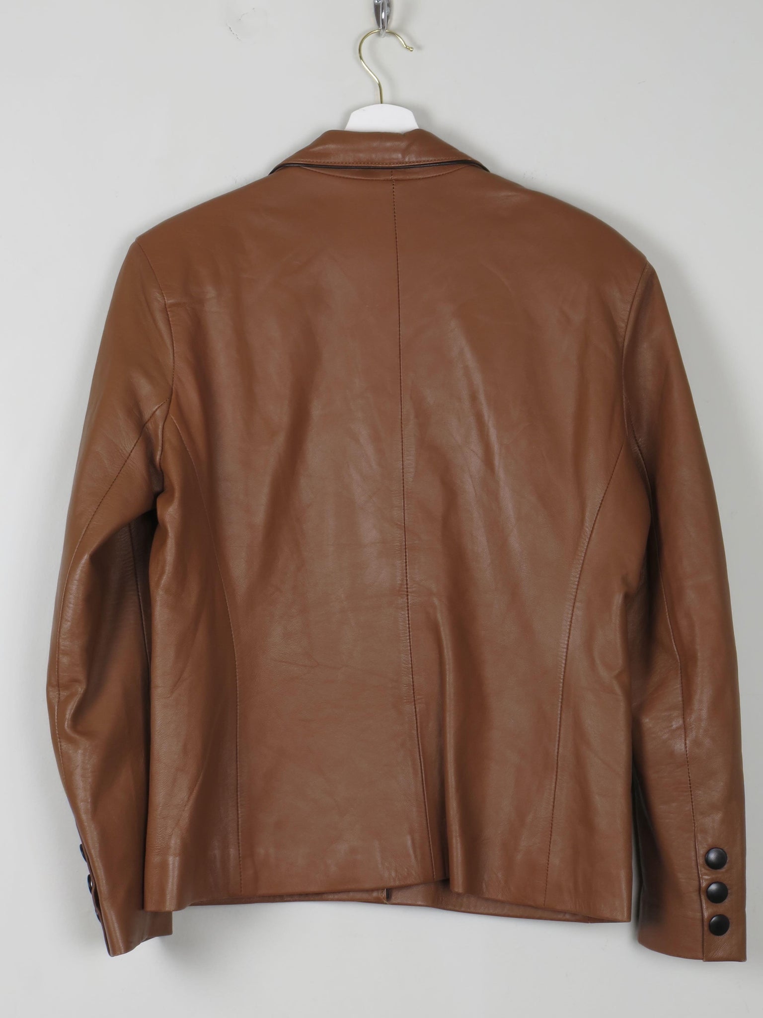 Women's Vintage Tan Leather Jacket L - The Harlequin