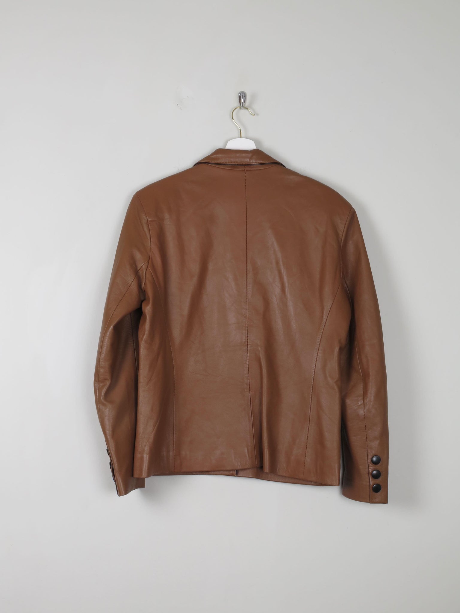 Women's Vintage Tan Leather Jacket L - The Harlequin