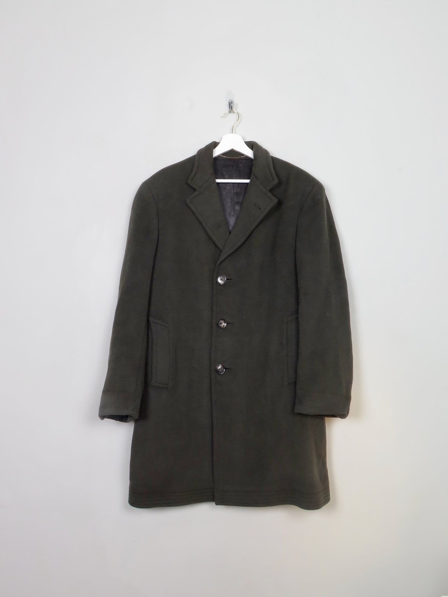 Men's Vintage Green Wool Coat 42"