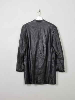 Women's Vintage Black  Leather Long Jacket M/L - The Harlequin