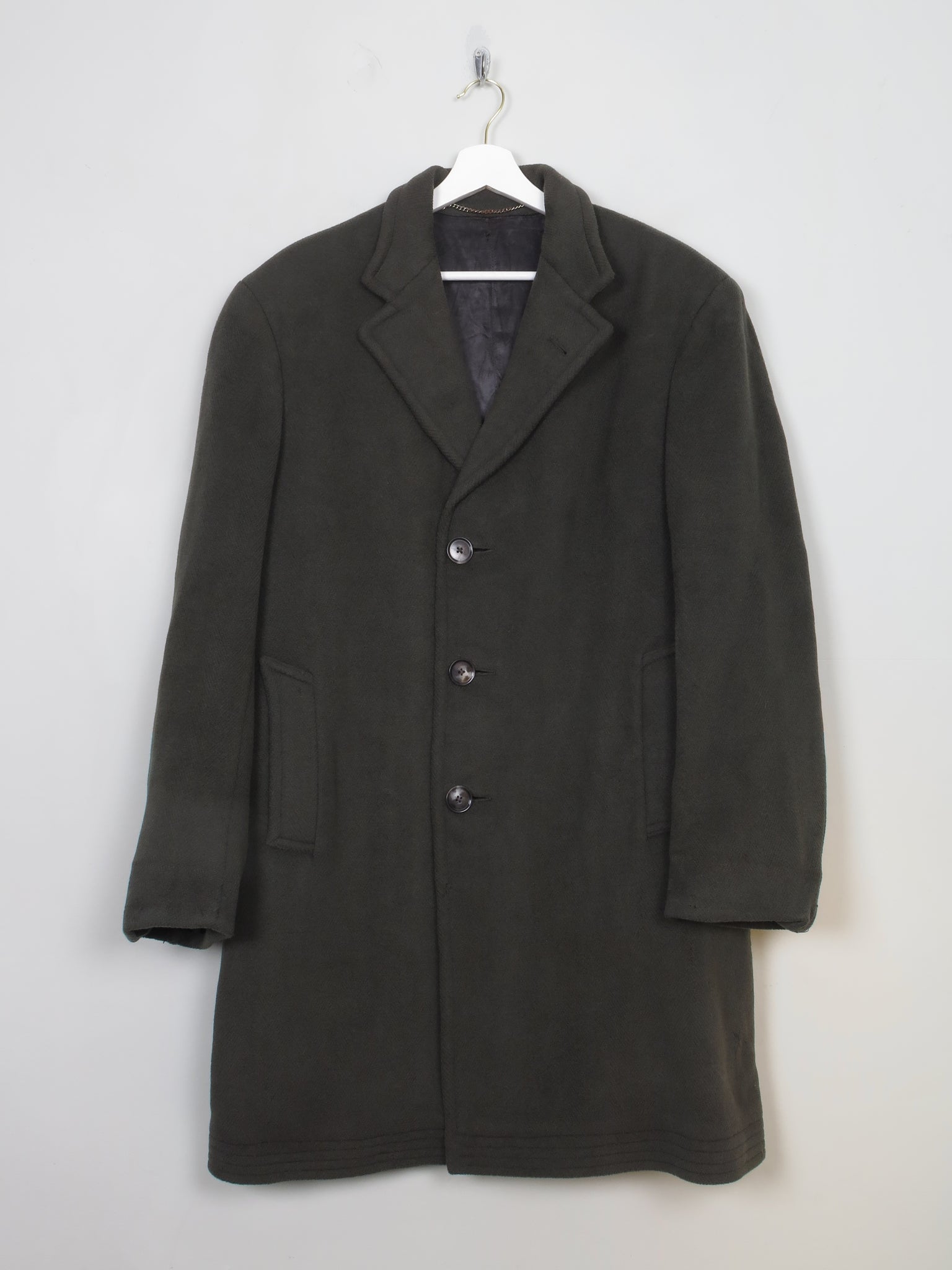 Men's Vintage Green Wool Coat 42"