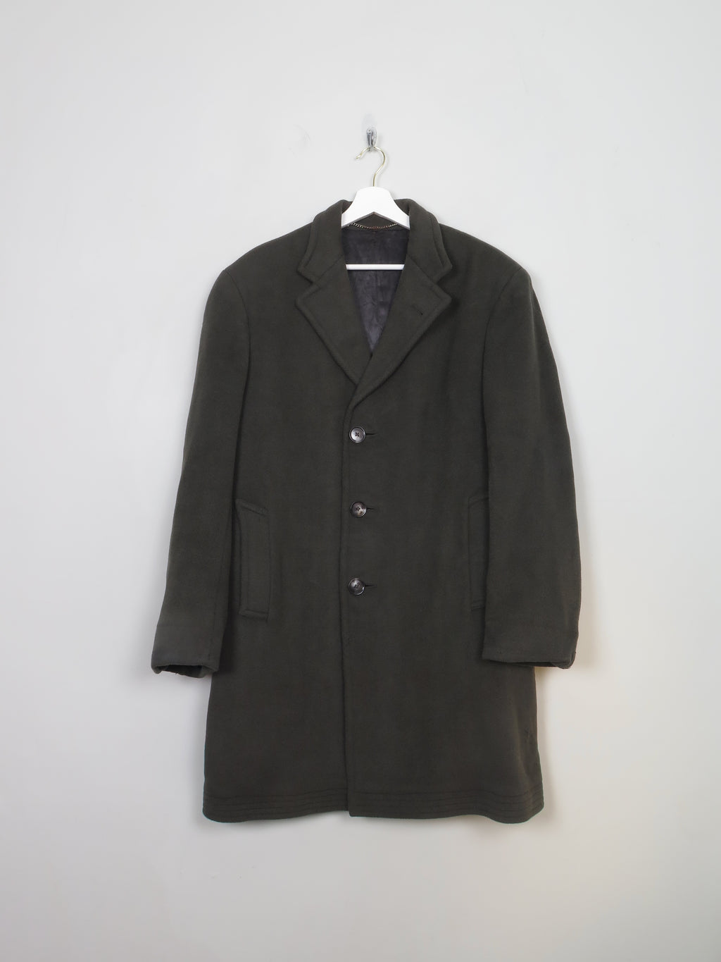 Men's Vintage Green Wool Coat 42"