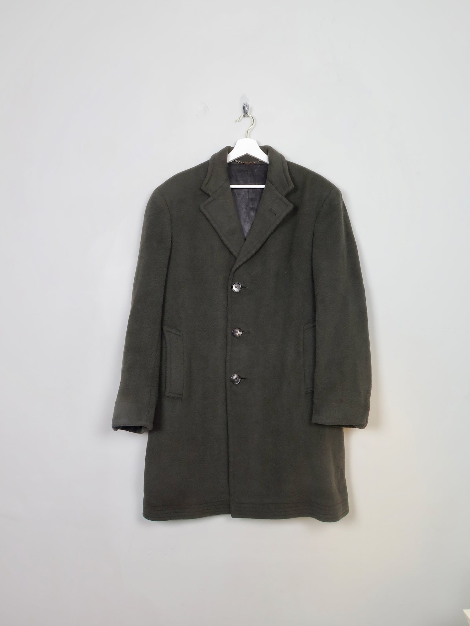 Men's Vintage Green Wool Coat 42"