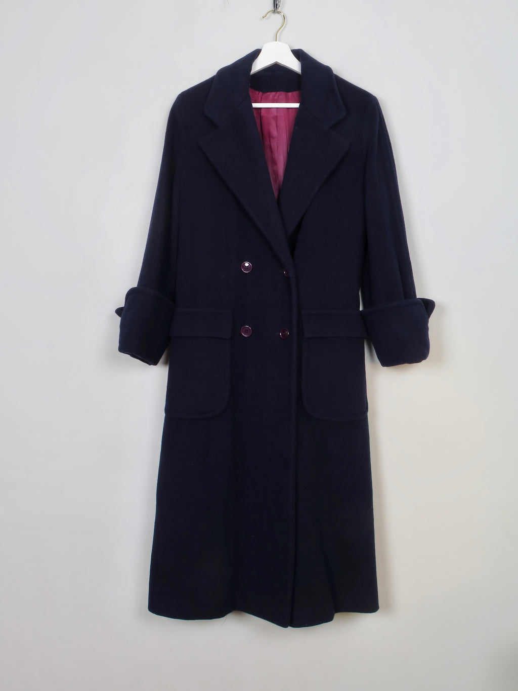 Women's Vintage Navy Wool Long Coat S